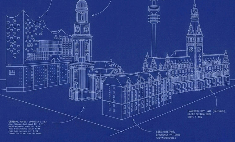 HAMBURG skyline blueprint