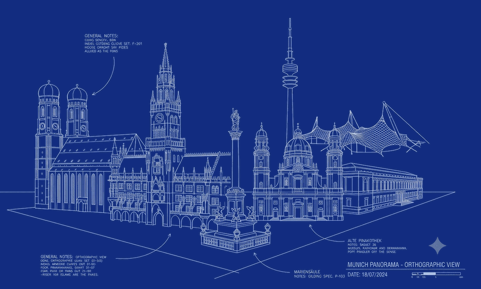 MUNICH skyline blueprint